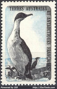 T.A.A.F. CORMORAN 12F NOIR ET BLEU PALE N° 14 NEUF ** SANS CHARNIERE - Picture 1 of 2