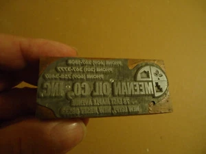 Meenan Oil Co NEW EGYPT, NJ Druckpresse Plattenblock - Bild 1 von 1