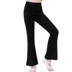3-14T Boys & Girls Latin Dance Jazz Dance Bell Bottoms Black Pants AU - Picture 1 of 17