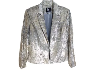 NWOT Lena Gabrielle Silver/Gold Metallic Color Jacket - Blazer Sz 4 US - Picture 1 of 12