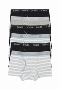6 x Bonds Mens Guyfront Trunks Underwear Black/Grey/Grey Stripe - Picture 1 of 10