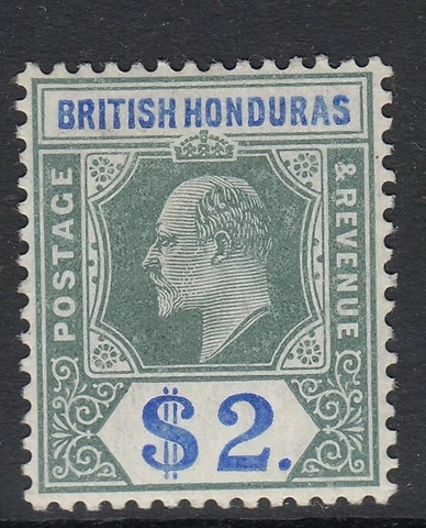 SG 92 British Honduras 1904-07. $2 grey green & blue - mounted mint Cover