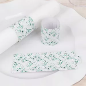 50 GREEN Floral Disposable Paper NAPKIN RINGS Wedding Party Gift Events - Picture 1 of 8