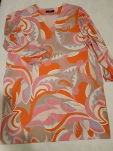 Kleid Gr. 48 Kofferware Steffen Schraut Orange Beige Rosa Bunt - Bild 1 von 6