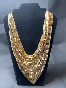 Bufanda babero vintage Art Deco Whiting y Davis de malla dorada para mujer (Y) - Imagen 1 de 2