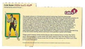 2003 Cobra BAT/B.A.T. V3.2 v.5 FILE CARD filecard modern GI Joe JTC T - Picture 1 of 2