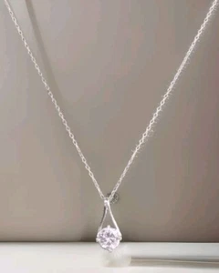 Sterlingsilber ~ Klarer Stein Anhänger ~ Kette Halskette fein 925 ~ Thai CW - Bild 1 von 10