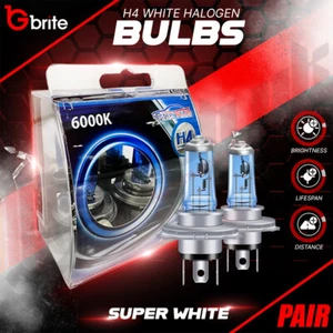 x2 H4 SUPER XENON WHITE HEADLIGHT BULBS 6000K REPLACEMENT FLASH TWIN DIPPED HIGH - Picture 1 of 5