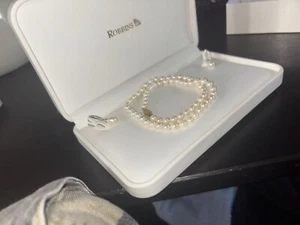 Diamond Pearl earrings and Pearl necklace, Vintage Set. - Picture 1 of 5