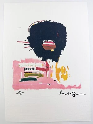 Jean-Michel Basquiat Original Vintage Arte Impresión Litografía Firmada Certificado de Autenticidad Limitado Foto 1 de 3