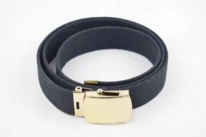 US Army ASU Black Cotton Dress Web Belt & Gold Buckle/Tip Gürtel IG Made in USA - Bild 1 von 5
