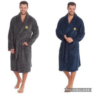 Men's Luxury Fleece Dressing Gown Pierre Roche Chevron SuperSoft RRP £30 - Picture 1 of 9