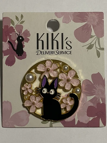 Studio Ghibli Kiki's Delivery Service Jiji Flower Enamel Pin Cover