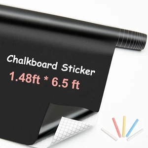 Chalkboard Wallpaper Stick and Peel(1.48Ft.X6.5Ft.) Chalk Board Wall Paper Chalk - Picture 1 of 12