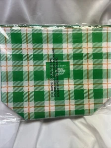 Avon Skin So Soft Bug Guard Plus Insulated Lunch Picnic Bag Green Plaid Zipper - Picture 1 of 2