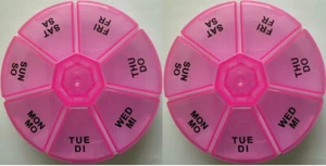 2x Tablettenbox Pillenbox Reise Box für  7 Tage 1 Tagesfach Farbe pink - Bild 1 von 1