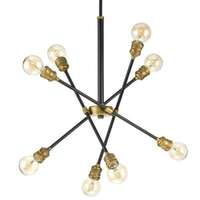 Progress Lighting Landrum 8-Light Black with Vintage Brass Accents Chandelier - Image 1 of 3