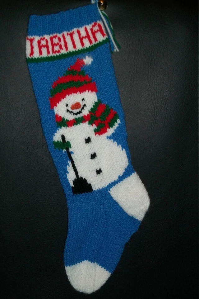 Pattern Only Hand Knitted SNOWMAN with SCARF Christmas Stocking - Image 1 of 2