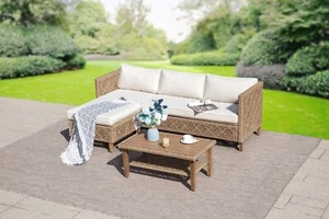 Rattan Furniture Outdoor Wicker Patio Conversation Furniture Set w/ Coffee Table - Picture 1 of 11