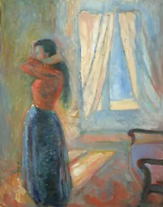 EDVARD MUNCH Art Poster or Canvas Print "WOMAN LOOKING IN THE MIRROR" - Picture 1 of 1