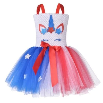 Girl Unicorn Costume, Rainbow Tutu Dress Princess Birthday Party Gifts Halloween - Image 1 of 4