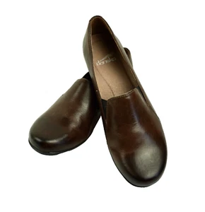 Dansko Shoes Farah Brown Milled Nappa Leather Slip On Loafers Sz 38 MSRP $135 - Picture 1 of 11