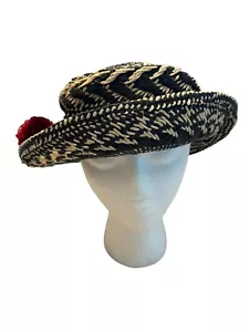 Cappello Kate Spade Off New York carta naturale paglia schiacciabile poms Fedora OS - Foto 1 di 5