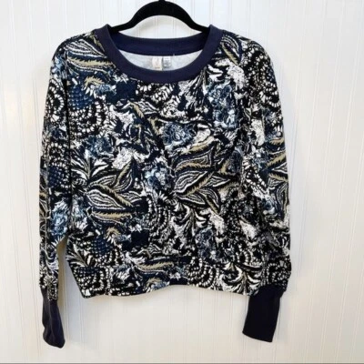 Moletom Joie Caleigh Multi Azul Floral & Paisley Abstrato Cropped Tamanho Grande - Imagem 1 de 4