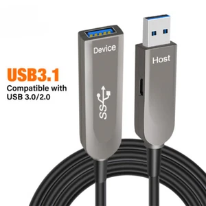 USB 3.1 Extension Cable Fiber Optical Male to Female Extender Cord High Speed - Picture 1 of 14