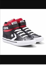 NEW CONVERSE Kids Genuine Leather Pro Blaze Strap Hi Black/Red US 2 UK 1.5  