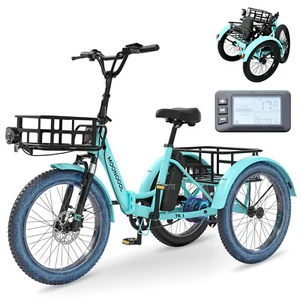 MOONCOOL Falten Elektro Dreirad E-Bike 650W 3 Rädern E-Fahrrad Tricycle Mit Korb - Bild 1 von 10