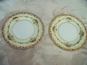 4 ANTIKE besetzte Japan NORITAKE Mittagessen SALATTELLER 7 3/4" ROT Gold Mystery - Bild 1 von 7