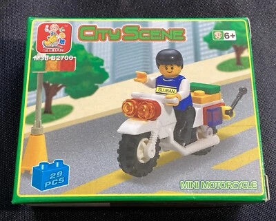 Sluban Building Bricks City Scene M38-B2700 Mini Motorcycle & Mini Fig 29Pc NEW - Image 1 of 3