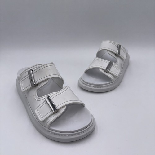 Alexander Mcqueen Ciabatte Donna Bianco Gomma Doppio Cinturino Taglia 39 M