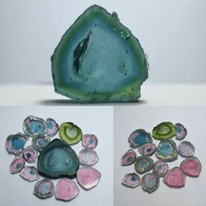 38 Karat schöne zweifarbige Turmalin blaue Scheiben 14: Stück aus Afghanistan - Bild 1 von 10