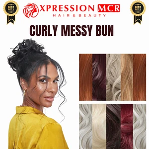 Gesträhntes lockiges Haar unordentlicher Dutt Scrunchie vorgestylt UK Verkäufer - Bild 1 von 35