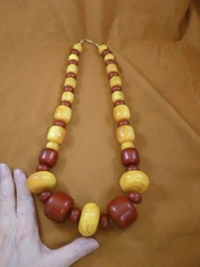 (V-600) Huge Chunky yellow + red African Moroccan Copal AMBER 30" long Necklace - Picture 1 of 4