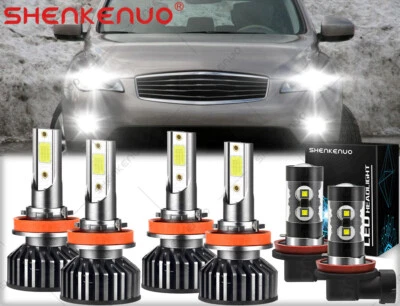 For Infiniti EX35 2008-2010 2011 2012 6x LED Headlight + Fog Light Bulbs 6000K - Image 1 of 4