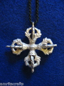 Tibetan Buddhism Double Dorje Visvavajra Large Pendant - Picture 1 of 3