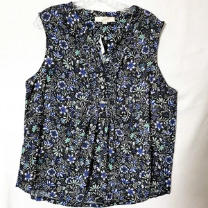 Loft Damen Top Gr. XL Pullover Rüschen & Knopfleiste ärmellos Blumenmuster Neu mit Etikett - Bild 1 von 12