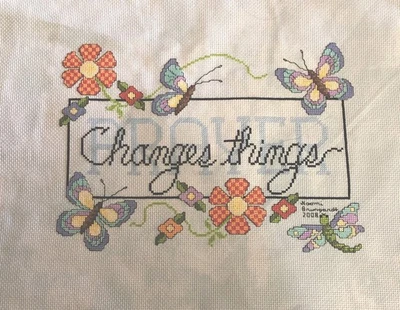 “Prayer Changes Things” Handmade Cross Stitch  9” X 12” Approximately - Image 1 of 4