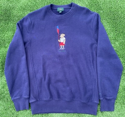 Sudadera J Crew Hombre Pequeña Azul Marino Remeros Perro Bordada Peso Pesado Pullover Foto 1 de 4