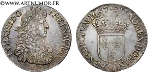 Louis XIV - Ecu au buste juvénile, 1667 9 Rennes - Foto 1 di 1