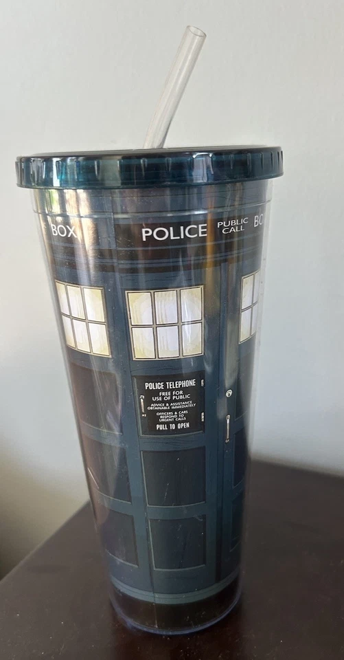 Doctor Who TARDIS 22 Oz Acrylic Travel Tumbler With Lid & Straw