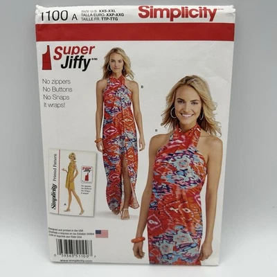 Simplicity Sewing Pattern 1100 Misses' Cover-up Halterneck Dress Sizes XXS-XL - Image 1 of 4
