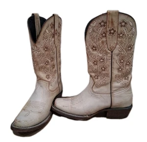 WOMENS JB DILLON COWBOY SQ TOE  IVORY BOOTS SIZE 6 B See  All Pictures Boots  - Picture 1 of 8