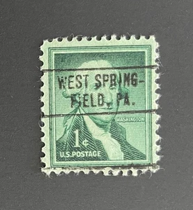 West Springfield, Penn. Type 749 Precancel - 1 cent Washington - U.S. #1031 - PA - Picture 1 of 1