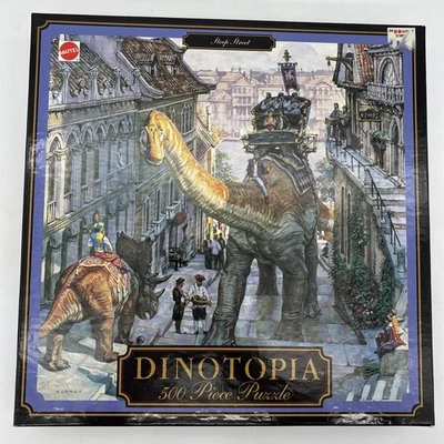 Dinotopia Steep Street 1995 James Gurney 500 PC Jigsaw Puzzle Dinosaur Fantasy - Image 1 of 3