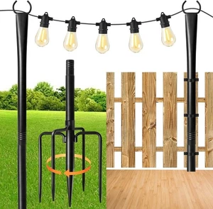 String Light Poles for Outside Lights, Metal Stand, Patio Backyard - Picture 1 of 9