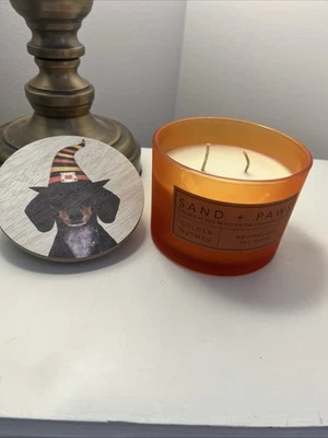 Vela Sand + Paws Dachshund, Halloween Jack O’ Lantern perfumada,, tarro de 12 oz NUEVO Foto 1 de 4